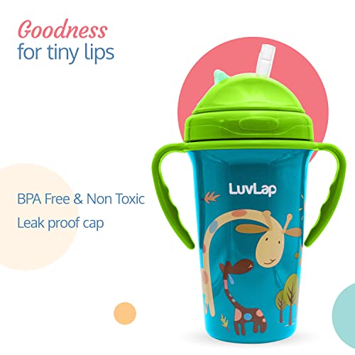 LuvLap-Tiny-Giffy-Sipper-for-InfantToddler-300ml-Anti-Spill-Sippy-Cup-with-Soft-Silicone-Straw-BPA-Free-18m-Green