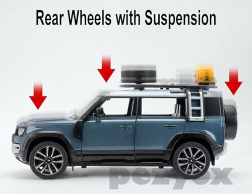 Image of Die-Cast Zinc Alloy 1:24 Scale Defender Camping【Large】 with 6 Openable Doors,Lights & Music. (Blue)