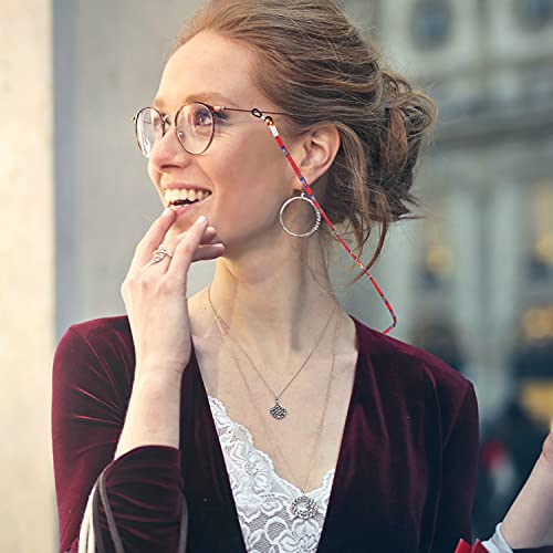 Zeayebsr 3 stuks brilbanden, brilbanden, brilketting met verstelbaar leren briltouw voor dames en heren, kleurrijk… - Image 8