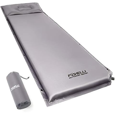 Foxelli Extra Thick Sleeping Pad - Comfortable & Compact Self Inflating Foam Camping Pad with Pillow, Portable, Moisture-Proof Sleeping Mat, Perfect for Travel, Hiking & Backpacking Cover