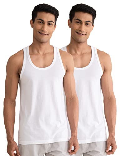 Image of DAMENSCH Regular Fit Solid Round Neck Vest Sleeveless Moisture Wicking Anti-Bacterial Anti Odour Soft & Durable Stretchable Cotton Vest for Men