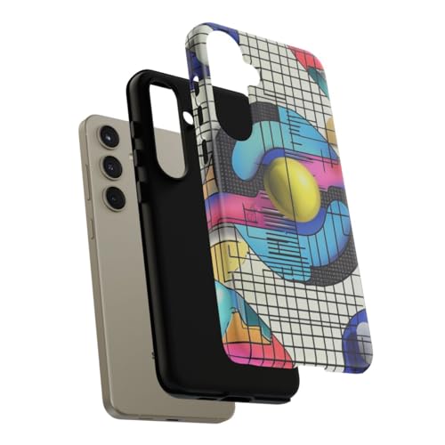 Coque Samsung S24 Plus bleu motif abstrait géométrique mat