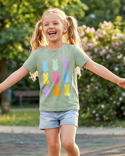 Image of Ritatte Kids Girls Easter Shirt Cute Bunny Rabbit Graphic T-Shirt Happy Easter Tees Funny Casual Short Sleeve Tops 7-12Y