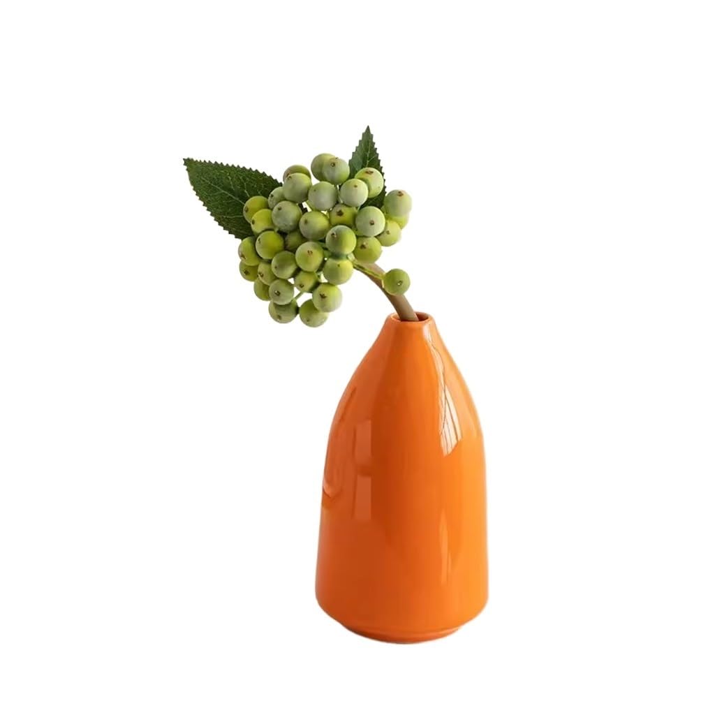 Keramik Vase Orange Keramik Dekorative Trockenblumenvase Kunstblumen Set Wohnzimmer Blumenarrangement Dekorative Vase Vase (L)