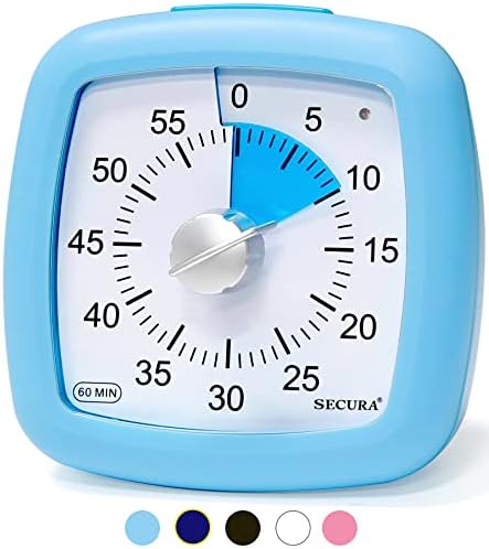 Secura 60-Minute Visual Timer, Silent Study Timer for Kids and Adults, Time Clocks, Time Management Countdown Timer for Teaching (Blue) thumbnail