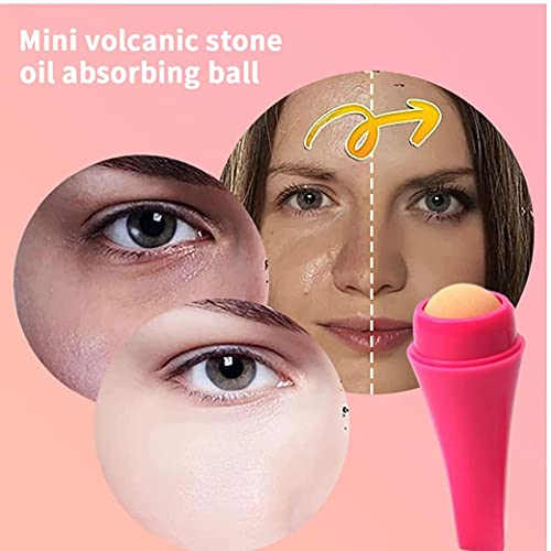 Olieabsorberende roller Natuurlijke vulkanische steen gezichtoliecontrole stick mini massager roze schoonheid… - Image 3