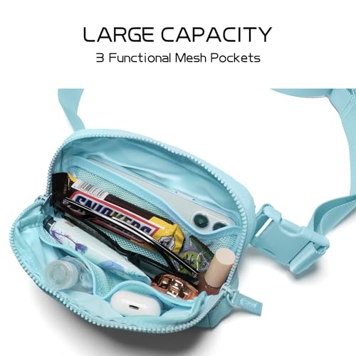 Image of Belt Bag for Women Two-Way Zipper Fanny Pack Crossbody Bags for Women Fashion Waist Packs Cross Body Fanny Pack with Adjustable Strap Gifts for Teen Girls (Icing blue)