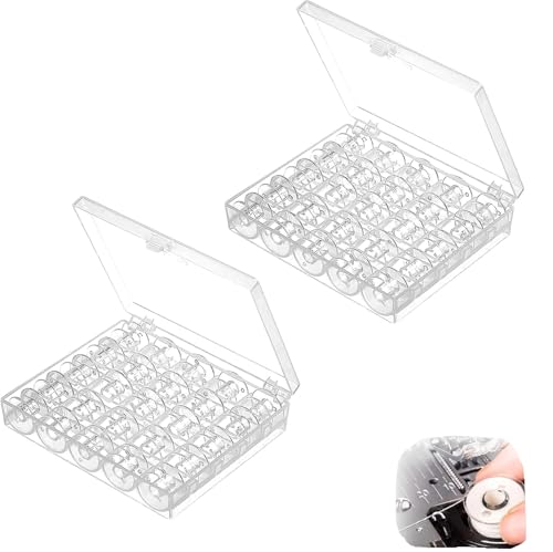 50Pcs Bobines De Machine À Coudre, Canettes de Couture ​​Universelle avec Boîte Rangement, Plastique Transparente Bobines Accessoires pour les Machines à Coudre à Bobine, 1 Boîte 25 Compartiments