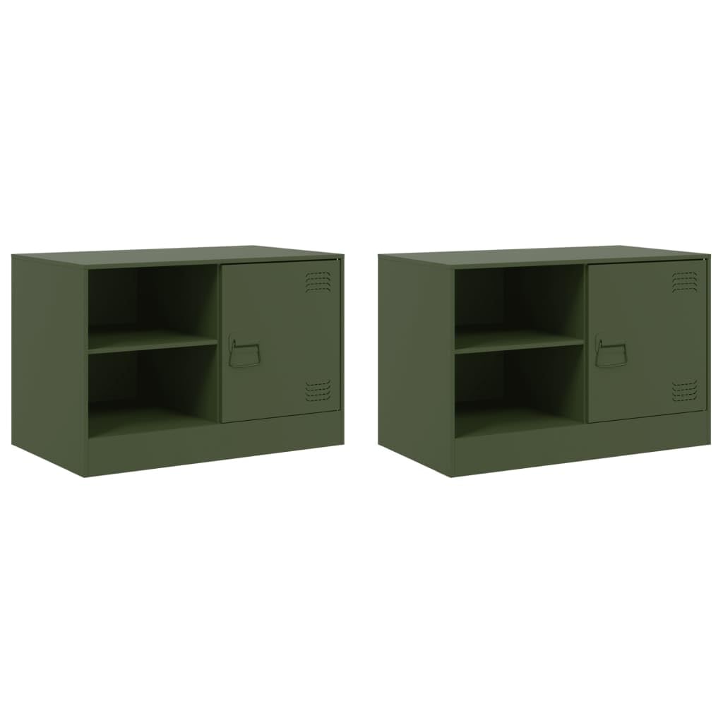 Set di 2 mobili per TV, in acciaio laminato a freddo, colore verde