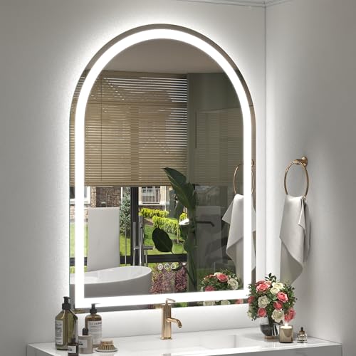 Image of 28x38 Inch Arched LED Bathroom Mirror