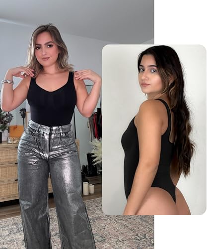 Image of SHAPERX Bodysuit for Women Tummy Control Shapewear Scoop Neck Seamless Thong Body Shaper Tank Top
