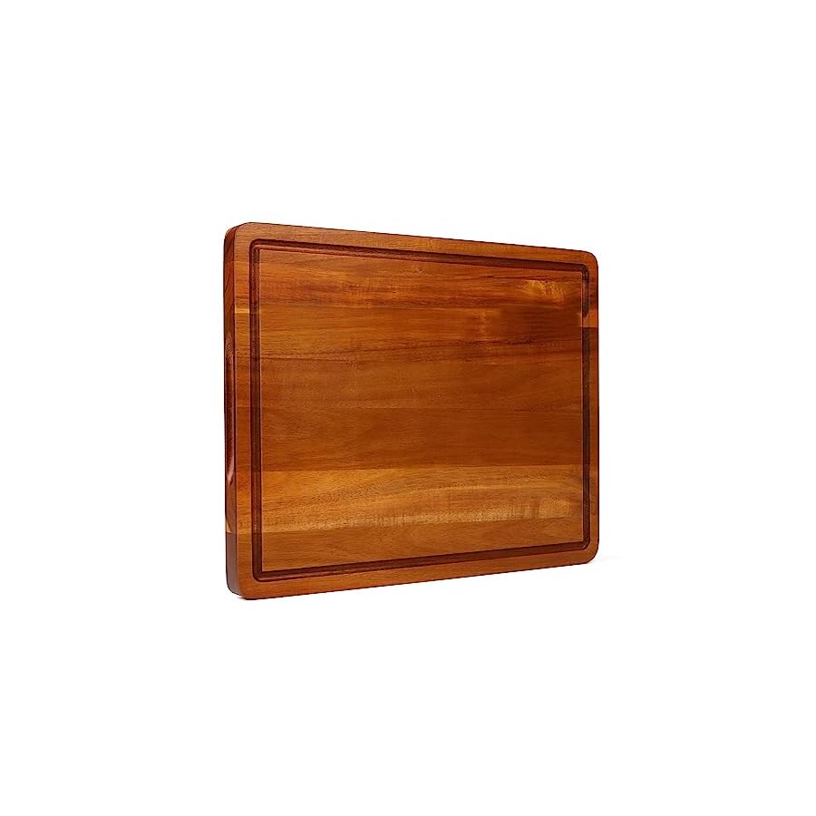 Wood Cutting Board 16.5x13 Inch Large Reversible Chopping Block with Handles and Juice Groove, Acacia Wood Butcher Block Extra Thick Wooden Chopping Board Meat Board Cheese Board
