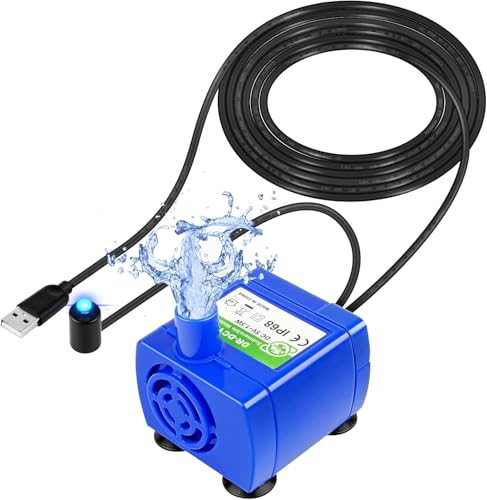 CYTGOUPER Katzenbrunnen Pumpe, Ultraleise Ersatzpumpe Katzenbrunnen, 5V 1.5W Geringer Stromverbrauch Katzen Brunnen Pumpe mit 5.9ft Stromkabel, 2.4l LED Beleuchtung für Haustiere
