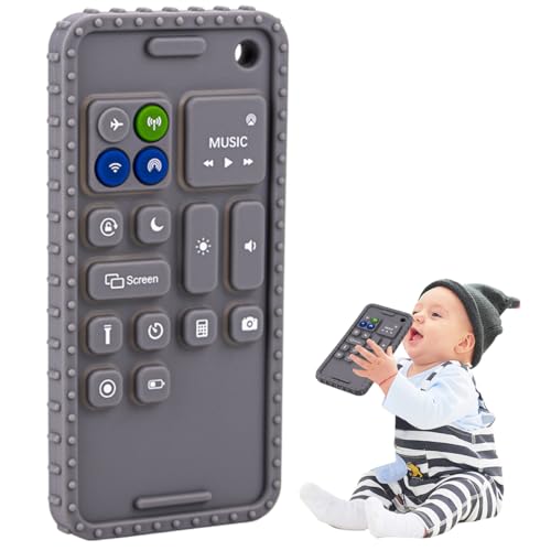 Baby Phone Teething Toys for Babies 0-3, 0-6, 6-12 Months | Soft Silicone Cell Phone Teethers Toys | Baby Fidget Toys 0-6 Months | Infant Teether for Breastfeeding Baby Boy Girl
