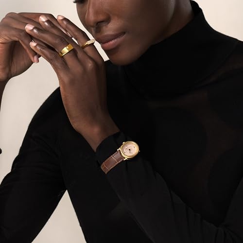 PASCAL Women's Oval Bubble Diamond Watch Leather Strap, Swiss Quartz Ladies Watches, Sapphire Crystal, Diamond Markers, Vintage-Inspired Dress Watch, 3ATM Waterproof (Gift for Her)2