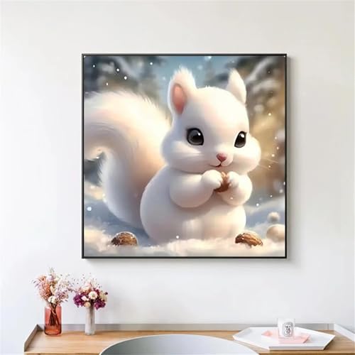 5D Squirrel Snow Scene Diamond Art Painting Kit,Square Drill Diamond Painting for Adults Children DIY Full Crystal Rhinestone Cross Stitch Painting by Numbers Pictures for Home Wall Decoration 40x40cm
