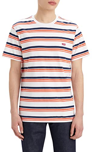 Image of Levi's Original Short-Sleeved Housemark T-Shirt, Men's T-Shirt in Original Levi's Quality, Regular Fit with Crew Neck, Andres Stripe Bright White, XS