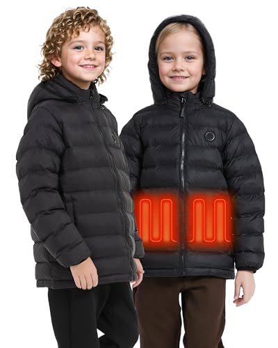 Kids Heated Jacket,Boys Girls Lightweight Electric Heated Coat for Child with 5V Battery Pack