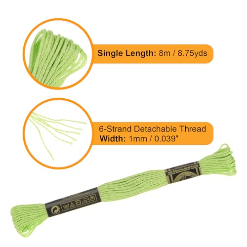 Image of HARFINGTON 12 Skeins Embroidery Floss 8.75yds(8m) Egyptian Long-Staple Cotton Cross Stitch Thread for Sewing DIY Bracelet Yarn String and Crafts, Dark Green(6016)