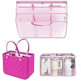 XYFuuee Beach Bag Organizer Inserts for X Large Bogg Bag Accessories, Original XL Lightweight Mesh Insert Divider Pouch, Organizing Rubber Tote Bags, Save Storage Space (Pink)