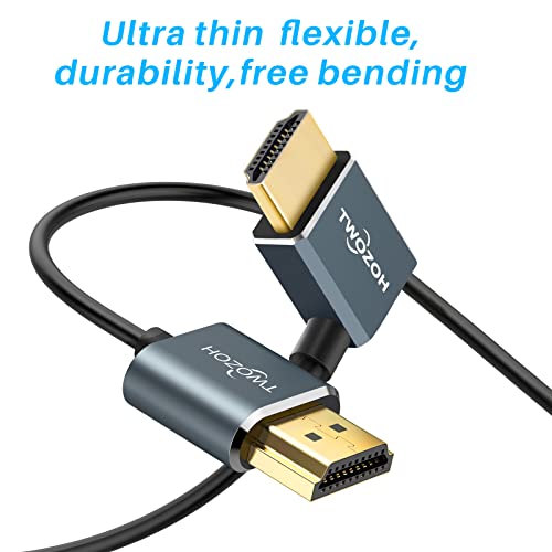 Twozoh Flexible HDMI Cable Right Angled 90° 1M, Ultra thin and Slim HDMI Lead Support 3D/4K@60Hz - Image 3