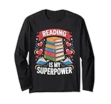 Photo Gallery reading is my superpower libri amanti lettura regalo maglia a manica Photo Gallery reading is my superpower libri amanti lettura regalo maglia a manica