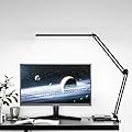 BZBRLZ LED Desk Lamp, Manicure Table Lamp, Eye-Caring Drafting Light, Dimmable Office Table Lamp with 3 Color Modes, 10 Brightness Levels & Adapter, Memory Function(Black)