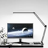 LED Architect Desk Lamp, BZBRLZ Metal Swing Arm Lamp, Infinite Brightness Adjustable, Eye-Caring Dimmable Table Lamp, 3 Color Modes, One-Button Operation, Memory Function