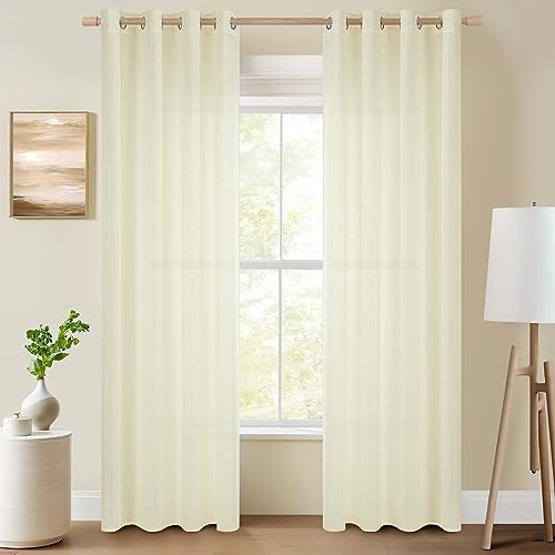 Topfinel 2 Piezas Cortina Translucida Habitacion Salon Visillo Lino Vertical Semitransparente para...