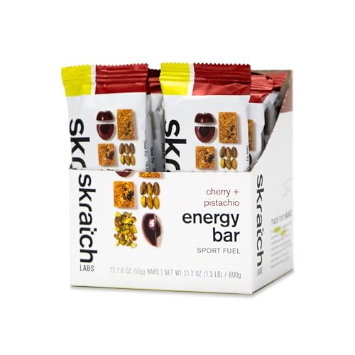 Skratch Labs - Skratch Labs Energy Bar | Cherry + Pistachio (12 Pack) | Plant Based Healthy Snack | Low Sugar - 5g Protein | Non-GMO, Gluten Free, Soy Free, Vegan, Kosher