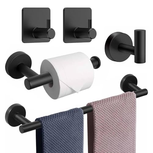 Opiniones de Baños capri monterrey para comprar hoy. 43 folteitei Kit de Accesorios de Baño de Pared, Acero Inoxidable, 5 Piezas, Incluye Toallero Baño, Portarrollos para Papel, Ganchos Multifuncionales (Negro)