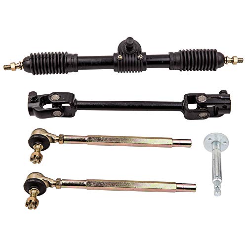 Adjustable Shaft Steering Wheel Parts Assembly w/Tie Rods Rack fit for 110CC Go Kart