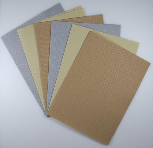 Image of KCS 6 pc of 12 inch x 18 inch(30cmx45cm) 14CT Counted Cotton Aida Cloth Cross Stitch Fabric (Light Grey+Khaki+Yellow Beige)