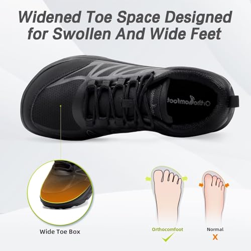 OrthoComfoot Women's Orthopedic Diabetic Wide Walking Shoes: Comfortable Casual Arch Support Plantar Fasciitis Sneakers, Tennis Orthotic High Arch Swollen Feet Work Shoes for Ankle and Heel Pain2