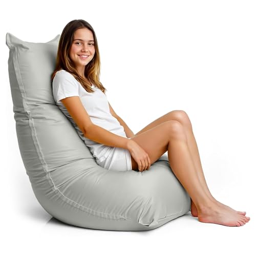 Aiire | Puff Salón con Relleno Incluido | con Diseño Moderno Y Ergonómico | Puff Juvenil, Infantil y Adulto | con Funda Lavable De Lycra | Ideal para Leer, Gaming y Relajarse | Color Gris Claro