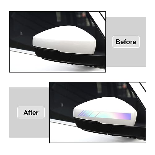 Image of Augeny 2 PCS Car Rear View Mirror Stickers, Waterproof Vinyl Auto Side Rearview Mirror Stripes, Universal Reflective Anti-Collision Striped Warning Decal for Most Vehicles (Colorful)