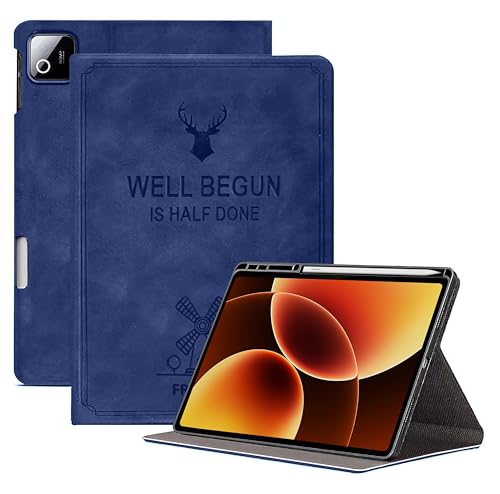 Image of ProElite Case Cover for Xiaomi Mi Pad 8 /8 Pro 11.2 inch Case, Deer Flip case Cover for Mi Pad 8 /8 Pro 11.2 inch Case with Pen Holder [Auto Sleep Wake Feature], Dark Blue