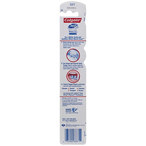 Image of Soft , Pack 1 : Colgate 360 Optic White Full Head Toothbrush, Soft