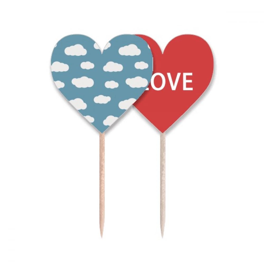 Cure-dents blanc nuage bleu drapeau amour cœur étiquette cupcake pic décoratif