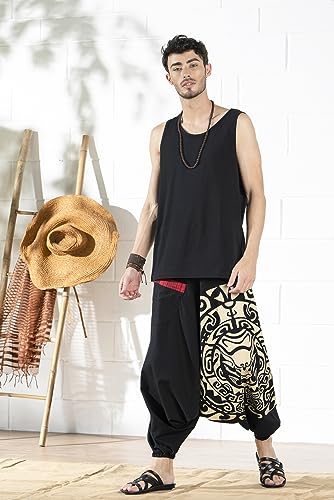 Boho Pants Elastic Ankle Harem for Men, Oversized Exercise Pajama Jogger Loose Boho Aladdin Pant2