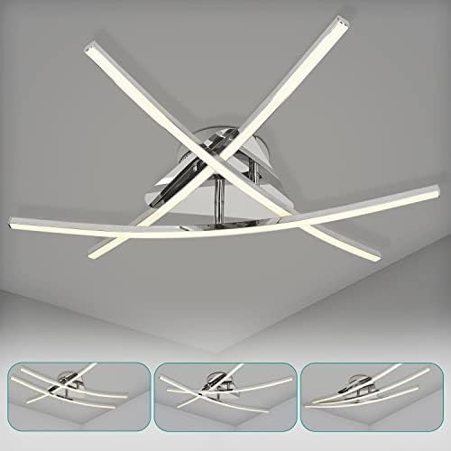 Navaris Modern LED Ceiling Light - Contemporary Semi-Flush Mount with Adjustable Bars Design and Chrome Finish - for Living Room, Bedroom, Dining Room