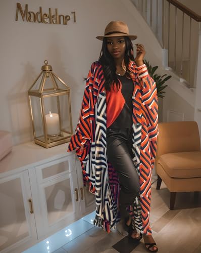 Image of Kimono Cardigan for Women Long Boho Satin Kimono Robes Plus Size Open Front Beach Swimsuit Cover Ups Lightweight Duster