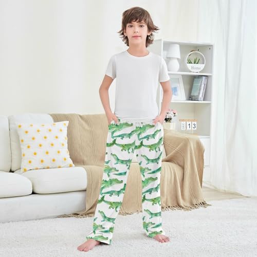 Pajama Pants Crocodile Pattern Watercolor Long Sleep Pants Lounge Bottoms4