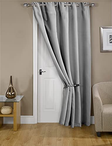 Emma Barclay – Ring Top Blackout Door Curtain for Bedroom Living Room Thermal Insulated Woven Eyelet Blackout Single Curtain Cali Collection (66” x 84” Inch)(Gray) - Cosy Home Interiors Emma Barclay – Ring Top Blackout Door Curtain for Bedroom Living Room Thermal Insulated Woven Eyelet Blackout Single Curtain Cali Collection (66” x 84” Inch)(Gray) - Image 2