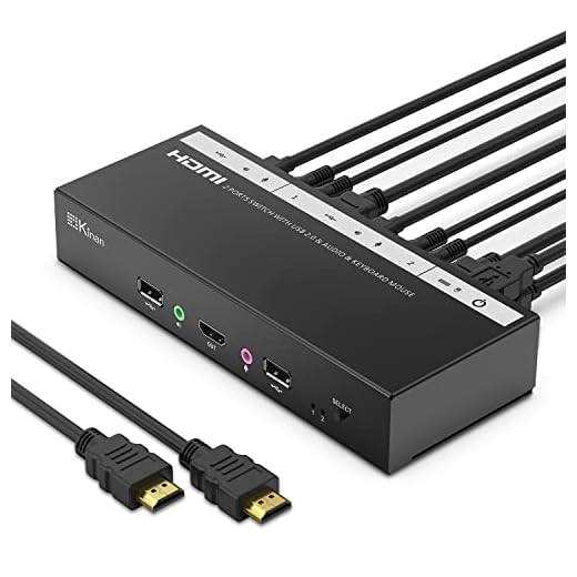 HDMI KVM Switch 1 Monitor 2 Computers,Steel Case with USB Peripheral&Audio,4K@60Hz KVM for 2 Computers Sharing One Monitor Keyboard Mouse Printer,Cables Included,USB-Powered,No Power Cord Required