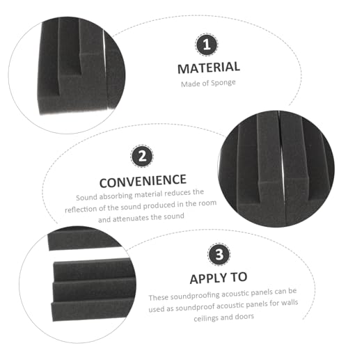 Paneles acústicos en cuña 4 piezas esponja para absorción de sonido negro miniatura 5