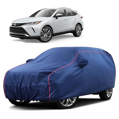 Image of Sulfar 100% Water Resistant Car Body Cover Compatible with Mirror for Toyota Venza (Triple Stitched, Full Bottom Elastic, Blue Taffeta with Red Piping)