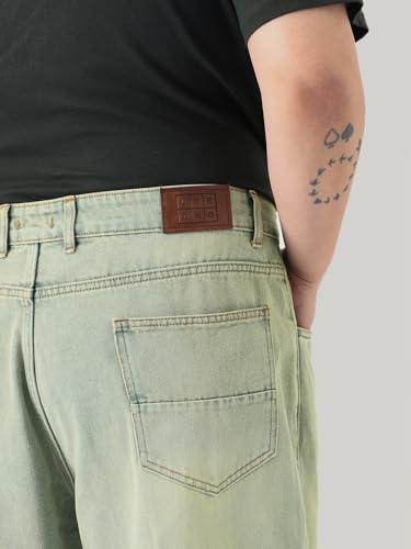 Image of Urbano Plus Men's Loose Baggy Fit Heavy Washed Jeans Non-Stretchable