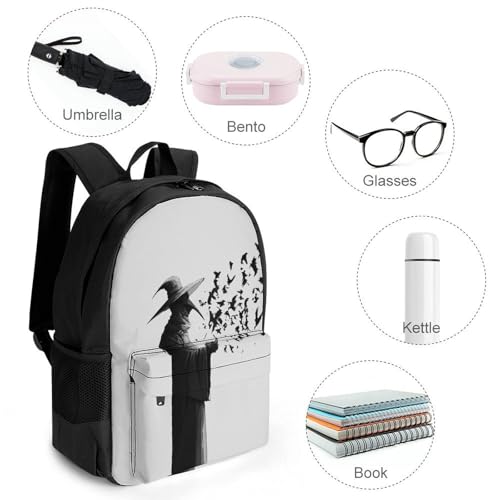 Womens Fashion Backpack, Black Crow Raven Bird Comfortable Versatile Commute Backpack with Side Pockets, Reusable Daypack for Travel4