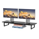 Simple Trending Desk Organizers and Accessories, Dual Monitor Stand Riser, Desk Shelf Wood Computer Rack for 2 Monitors, Black